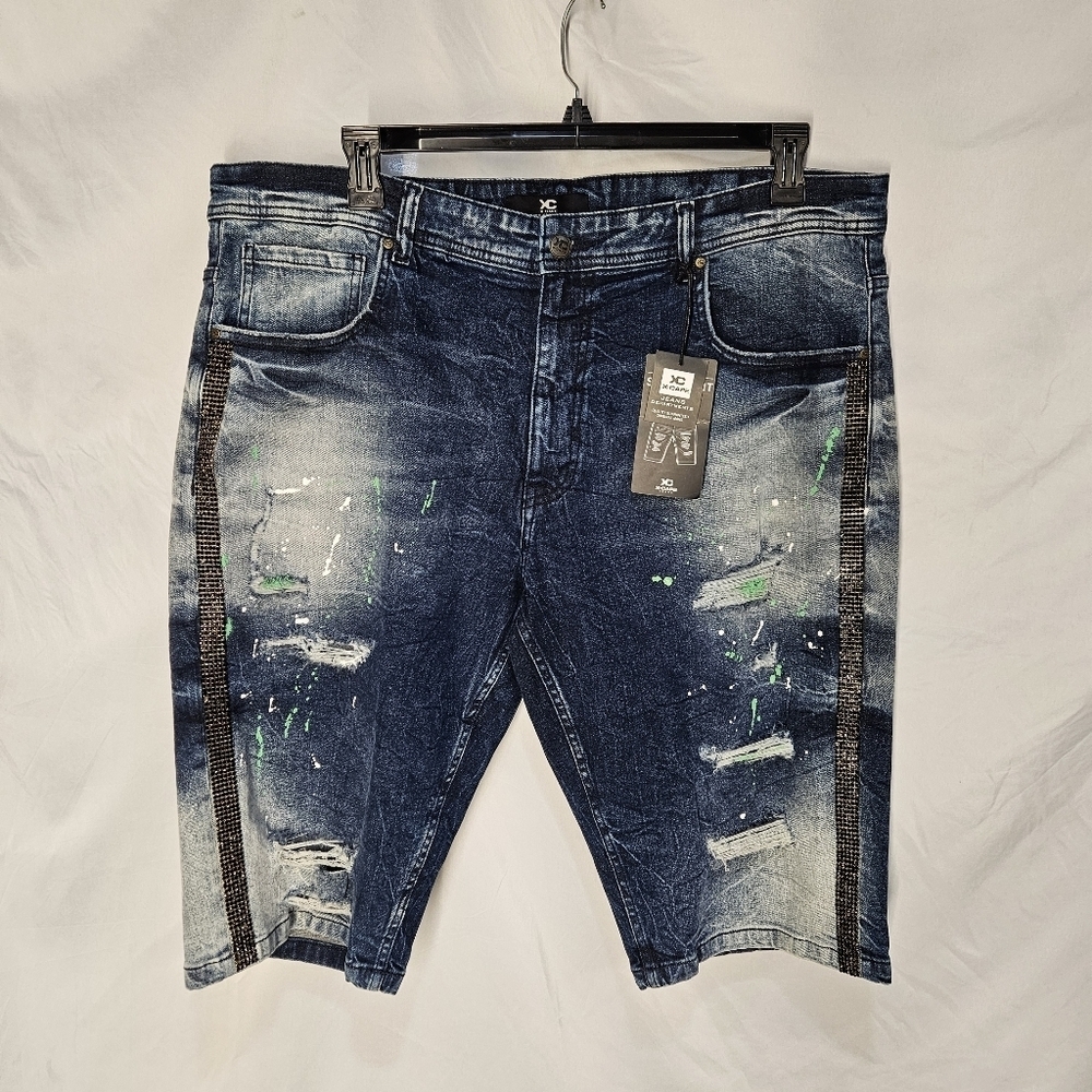 NWT Distressed and Paint splattered Jean shorts by XC X-Cape Jeans Size 32R